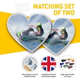 2 x Heart Stickers 7.5 cm - Jet Ski Racing Fun Decals for Laptops,Tablets,Luggage,Scrap Booking,Fridges, #15798