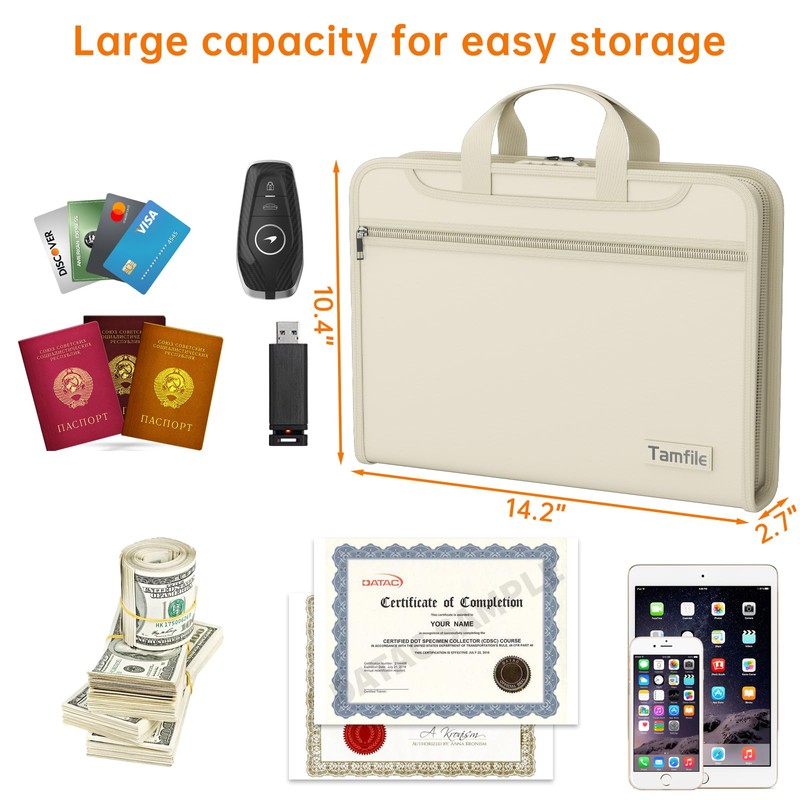 5200℉ Fireproof Accordion File Organizer with Lock, Thickened Document Organizer