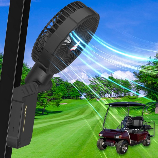 Magnetic Golf Cart Fans,Rechargeable Clip On Fans with LED Light,4-Speed,2H
