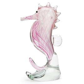 Dynasty Gallery 25390P Glass Seahorse Pink with Glow Swirls 5.6 Inches Tall