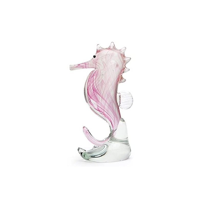 Dynasty Gallery 25390P Glass Seahorse Pink with Glow Swirls 5.6