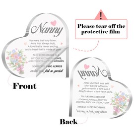 Nanny Gifts - Christmas Nanny Gifts from Grandchildren - Xmas Gifts for Nanny from Grandkids - Gift for Nanny - Gifts for The Nanny - Gifts for Nanny/Grandma Heart Sign Acrylic Plaque A614