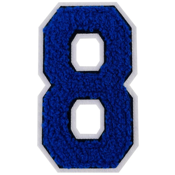1 PCS 4.0" Blue Chenille Number Patch, Iron on Patches
