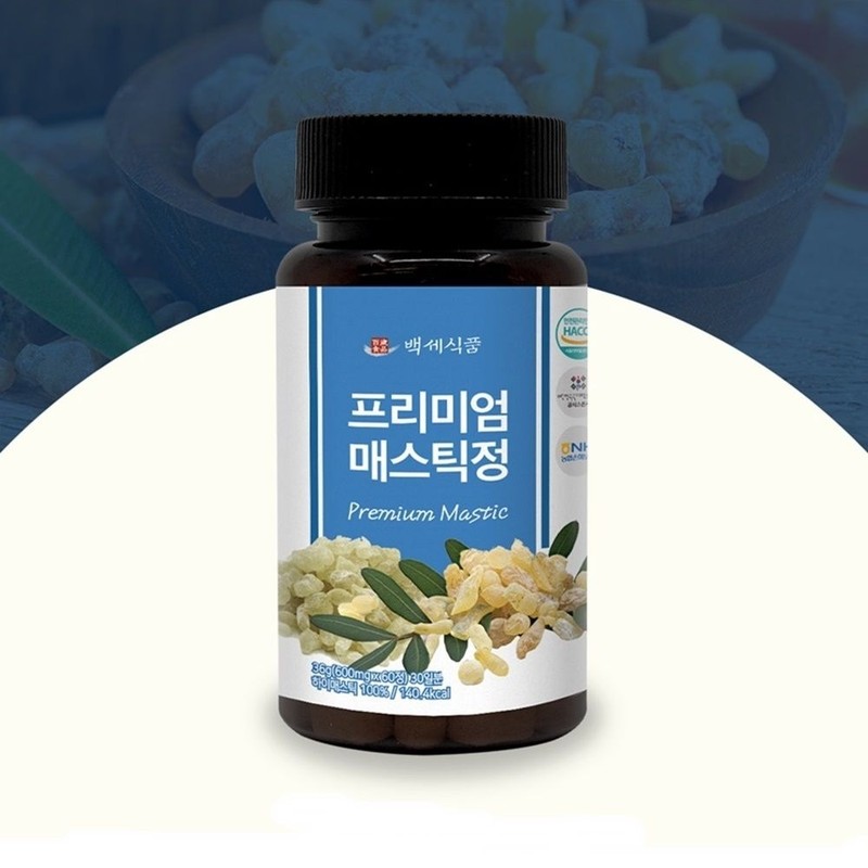 Baekse Food 프리미엄 매스틱정 위건강 위장보호 건강식품 600mg x 60정
