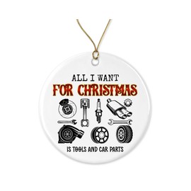 SNMDesigns Tools and Car Parts Ornament - Mechanic Ornament - Mechanic Christmas Ornament - Car Mechanic Ornament - Ceramic Ornament - Gift for Men Printed on Both Sides