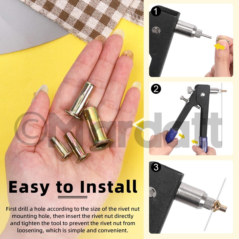 Mardatt 34Pcs 4 Sizes Multi-Grip Rivet Nut Assortment Kit, M4