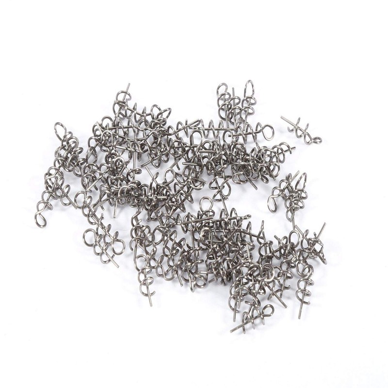Pwshymi 100PCS/Bag Fishing Lure Spring Twist Lock Fishing Hook Centring