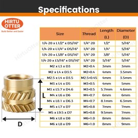 25 pcs M6 Brass Heat-Set Threaded Inserts for 3D Printing & Plastic Parts, Knurled Nuts Heat Insertion Brass Metric Inserts(M6 x L8 x D9)