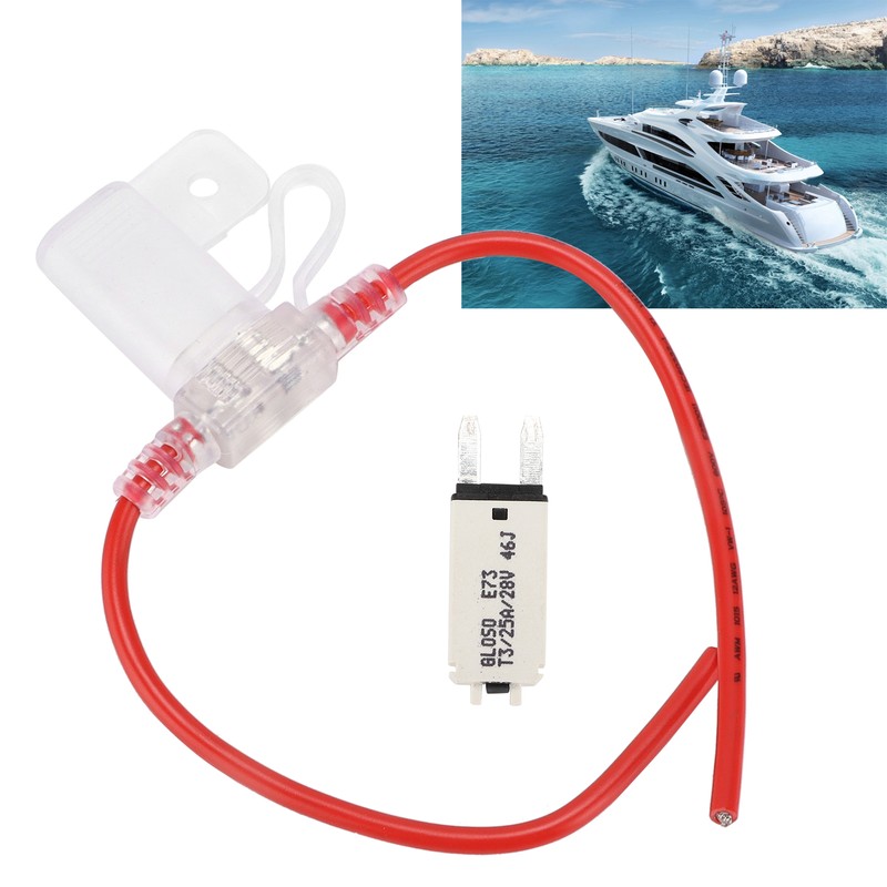 Fuse Holder with T3 Manual Reset Fuse Wire 25Amp 12AWG