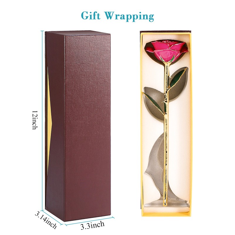 Long Stem Dipped 24k Gold Rose in Gift Box with