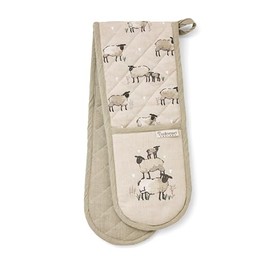 Cooksmart Double Oven Gloves Heat Resistant | British Designed Heat Resistant Oven Gloves | Modern Oven Mitt & Potholder for Home Cooking | Maximum Heat Protection Kitchen Oven Gloves - Highland Sheep
