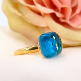 Nobel Women's Ring Gold Crystal Blue Indicolite Solitaire Ring Size 55/17.5 mm Jewellery, Glass, Crystal