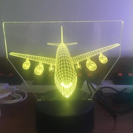 3D Flugzeug Illusions LED Lampen 7/16 Farbwechsel Fernbedienung Berühren Tabelle Schreibtisch-Nacht licht mit USB-Kabel für Kinder Schlafzimmer Geburtstagsgeschenke Geschenk