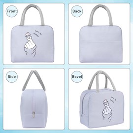 Wylhxyqq Lunch Bag ，Waterproof Portable Lunch Box Bag, Reusable Lunch Cooler Bags, Insulated Lunch Bags,for Women, Men, Kids and Students Travel Work Picnic Office and School (Love Purple)