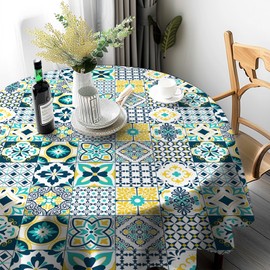 JhcsDy Boho Tablecloth Round 150 cm Washable Outdoor Tablecloths Garden Tablecloths Table Cloth for Kitchen, Dining Table, Coffee Table, Parties, Dinner