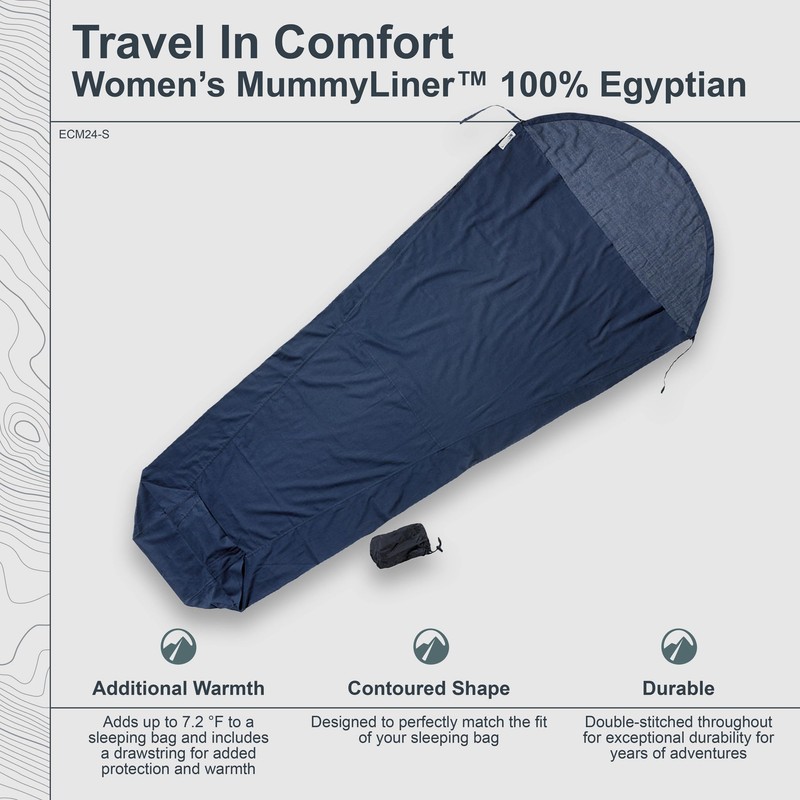 Cocoon Cotton Sleeping Bag Mummy Liner Small Egyptian Cotton
