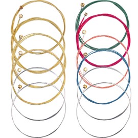 Bememo 2 Sets of 6 Guitar Strings Replacement Steel String for Acoustic Guitar (Yellow and Multicolor)