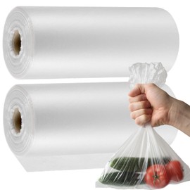 ZEONHAK 1000 Count 10 x 14 Inches Plastic Produce Bags, Clear Plastic Produce Bag Roll for Bread, Fruits, Vegetable, Kitchen, 500 Bags x 2 Rolls