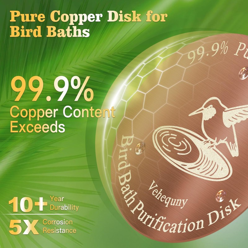 Vehequny Copper Disc for Bird Bath – 99.99% Pure Copper