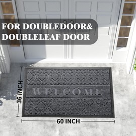 Yimobra Welcome Mat Outdoor Indoor, 60x36 All-Season Waterproof Front Door Mat, All-Weather Heavy Duty Doormat, Low Profile Porch Patio Entrance Mat, Non Slip Outside Mat, Dark Grey