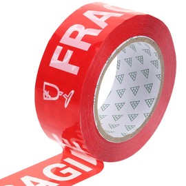 Ipetboom Cinta Frágil de Advertencia Roja para Embalaje, Resistente al Desgaste y Plástico Duradero, Adecuado para Envíos Seguros y Señalización de Cuidado
