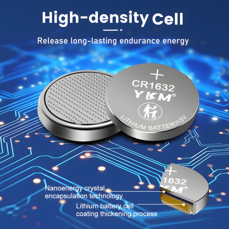 YKM CR1632 Lithium Battery 3V CR1632 Battery for Car Key