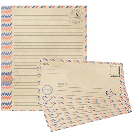 Vintage Airmail Stationery Paper and Envelopes Set 80 Pack Travel Map Letter Paper Writing Paper for Invitations Love Letters Christmas Letter 8.5 x 11 Inch