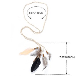 NIANOPKM Bohemian Headband, Hippie White Feather Headband, Retro Native Style Tribal Hairpieces, Jewellery, Accessories for Women and Girls