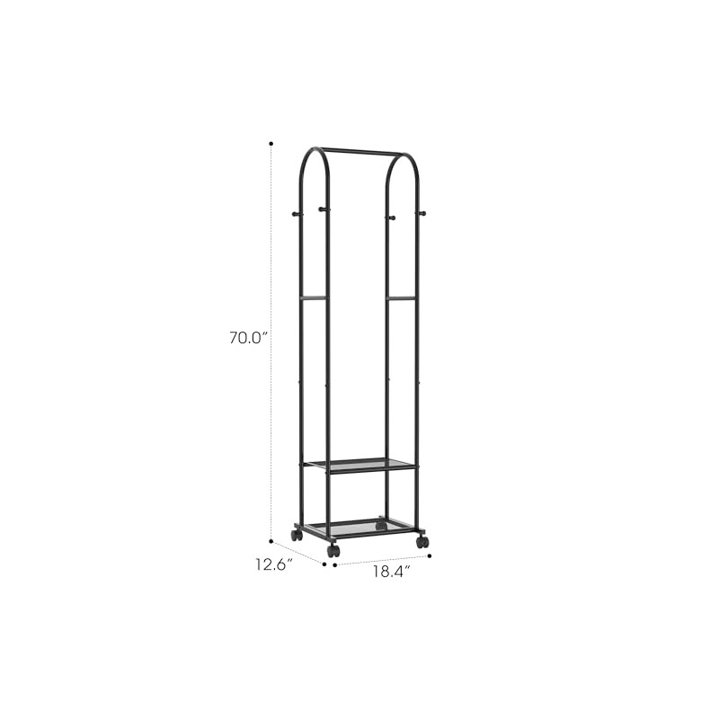 Clothes Rack - Space-Saving Clothing Rack with Wheels, 2-Tier Dense