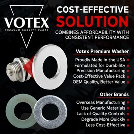 Votex - Oil Drain Plug Crush Washer fits Saturn Aura (2007-2009) - 2.4 Liter - 4 Cylinder - 20 Pack - Made in USA