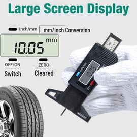 Digital Tire Depth Gauge Tyre Thickness Measurer Tester LCD Screen Display mm/inch Conversion for Cars Trucks SUV Motorcycle