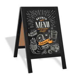 Ilyapa Wooden A-Frame Sign with Eraser & Chalk - 21 x 30 Inches Magnetic Sidewalk Chalkboard – Black Menu Display for Restaurant, Business or Wedding