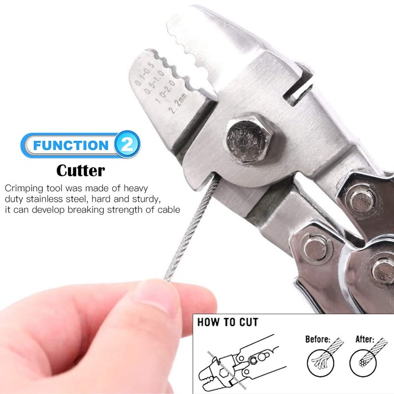 Glarks Up To 2.2mm Wire Rope Crimping Tool With 150Pcs
