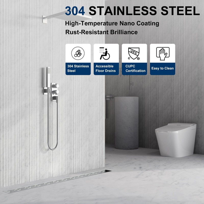 Neodrain 36 Inch Rectangular Linear Shower Drain with Brick Pattern