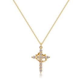 Gold Cross Necklaces for Women Dainty Crown Cross Necklace Trendy Faith Cross Necklace Gold Rhinestone Cross Charm Necklace Stocking Stuffers Jewelry Gifts-A