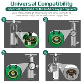 Oxygen Tank Key Fit Oxygen CGA870 Post Valves, ABS Oxygen Cylinder Wrench Includes Bungee Cord with Steel Wires Inside and 5 Brass Yoke Washer Seals for O-Ring Replacement on Oxygen Regulators