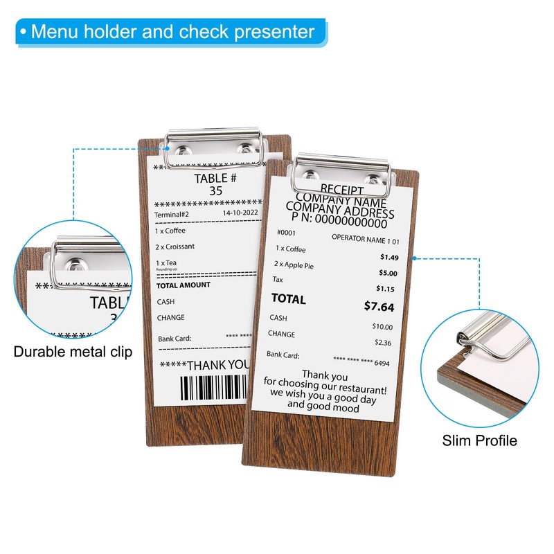 PATIKIL Check Presenters for Restaurants, 30Pcs Mini Clipboard Wood Check