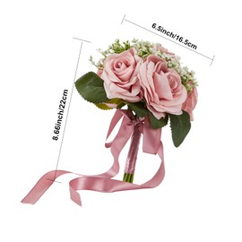 Meldel 6.5 Inch Bridesmaid Bouquet Set of 6, Wedding Bouquets for Bridesmaids, Rose Bridesmaid Bouquets for Wedding, Artificial Wedding Bouquet Flower, Floral Wedding Centerpieces