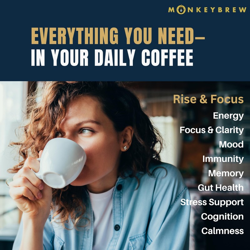 Monkey Brew Rise & Focus USDA Organic Mushroom Coffee |