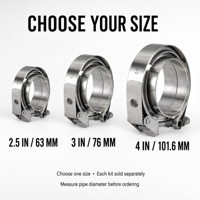 2.5 Inch 304 Stainless Steel Quick Release V-Band Clamp Kit