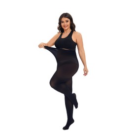 CozyWow Women's Tights Elastic Semi Opaque Tights Plus Sizes XL-4XL, 2x black (36D)