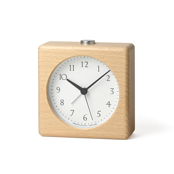 Lemnos Table Clock Analog Alarm Clock Natural Color Wood Canon