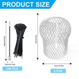 Gutter Downspout Guard, 6PCS Aluminum Gutter Guards with 100 Black Cable Ties, Gutter Sieve Down Pipe Covers, Aluminum Down Pipe Filter Mesh Expandable Leaf Strainer for Keeps Gutter Clear