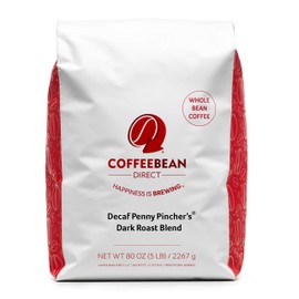 Coffee Bean Direct Decaf Penny Pincher’s® Dark Roast Blend, Whole Bean Coffee, 5-Pound Bag