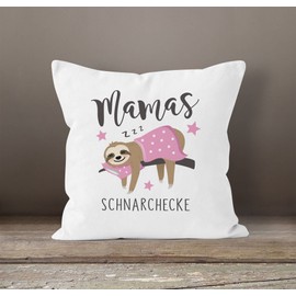 SpecialMe® Cushion Cover with Saying Mamas Snoring Corner Sloth Gift for Mother's Day Birthday Christmas White 40 cm x 40 cm