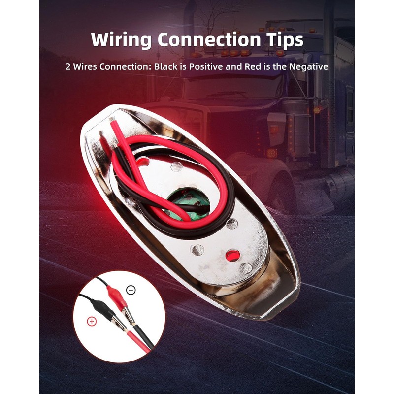 LBRST Oval LED Trailer Lights Red Led Side Marker Light