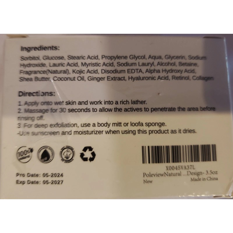 Poleview Kojic Acid Tumeric Scent Natural Skin Brightening Soap Bar