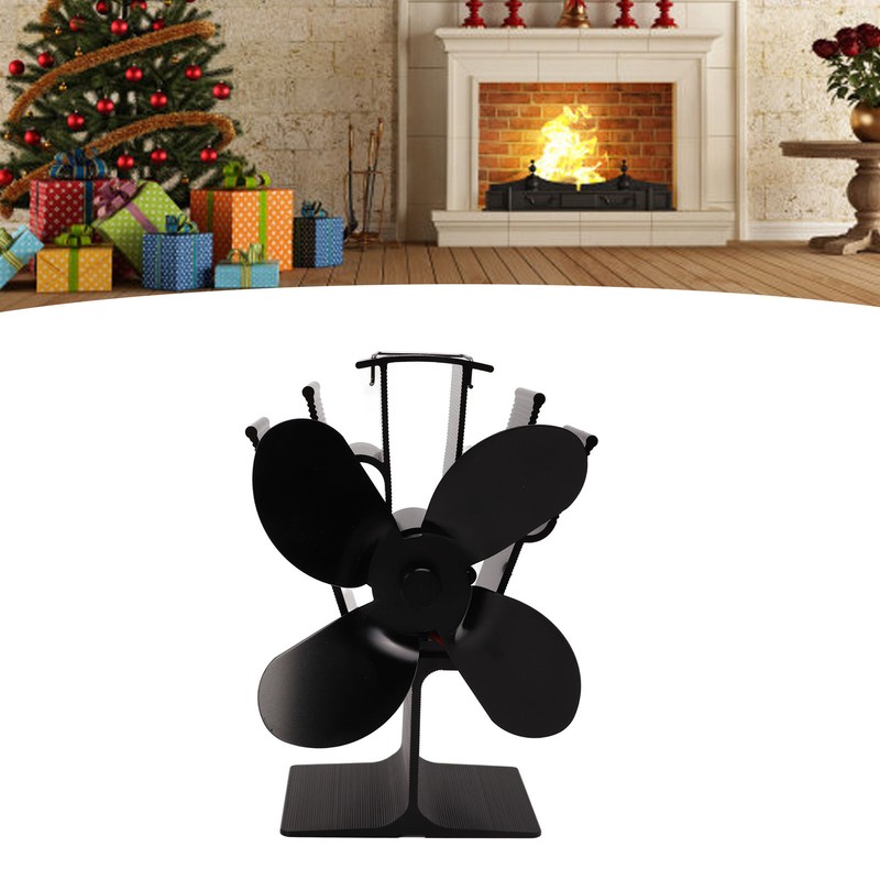Heat Powered Fireplace Fan 4 Blades Aluminum Alloy Stove Fan
