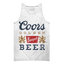 Tee Luv Men's Distressed Coors Banquet Beer Tank Top, White, XXL
