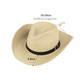 Straw Cowboy Hat for Women Men Classic Western Cowgirl Cap Foldable Sun Hat Shapeable Fedora Panama Hat Wide Brim Beach Hat Beige